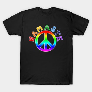 Namaste Rainbow Pride Peace Sign T-Shirt